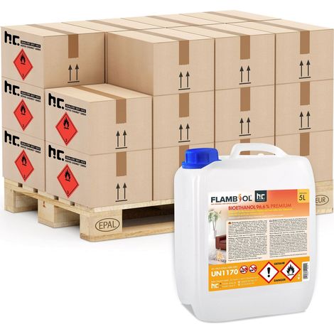 Höfer Chemie 1 x 5 L FLAMBIOL® bioéthanol 96,6% premium pour cheminée à l'éthanol, cheminée à l'éthanol, feu de table à l'éthanol et cheminée au bioéthanol