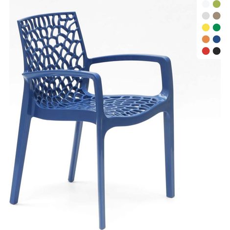 Grand Soleil – Chaise de jardin empilable en polypropylène – Accoudoirs ergonomiques – Résistante aux intempéries – Confort optimal pour restaurants et cafés