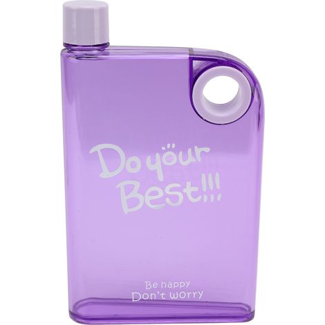 Gourde plate fine 420 ml avec couvercle, bouteille d'eau portable voyage, plastique réutilisable bouteille trou rond violet (1/5)