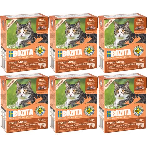 Alimento h煤medo para gatos esterilizados BOZITA EN GELATINA CON CARNE DE RES 6x370G (1/3)