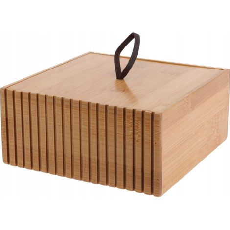 Contenitore da bagno, organizer in bambù, decorativo, elegante, 15x15x7 cm