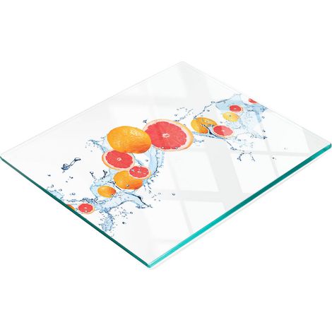 Vassoio da cucina in vetro con grafica di pompelmo e acqua, 60x52 cm. (1/5)