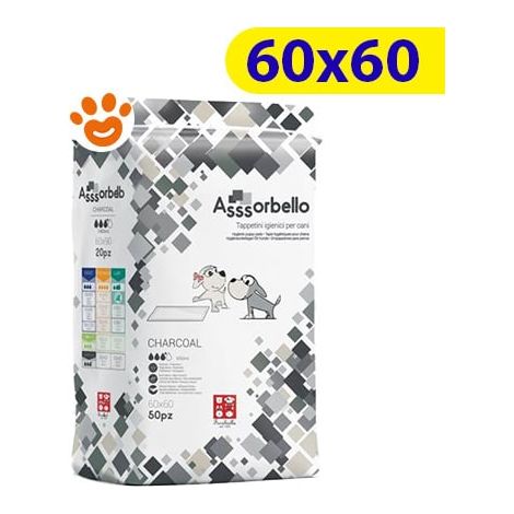 Ferribiella Dog Assorbello (60x60cm) CHARCOAL Tappetini Igienici Assorbenti - Ferribiella Dog Assorbello (60x60cm) CHARCOAL Tappetini Igienici Assorbenti - Confezione Da 50 Tappetini