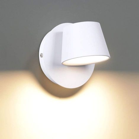Applique a LED, lampada da comodino moderna e minimalista, applique da parete creativa, testa singola ruotabile, corpo bianco, luce bianca calda, illuminazione monofacciale, 5W (1/5)