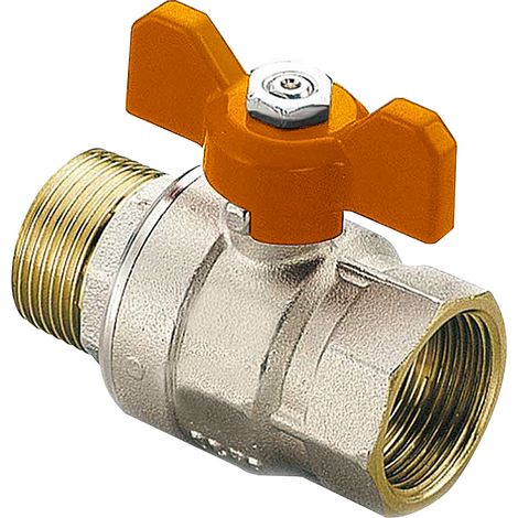 Valvola a sfera con maniglia a farfalla a passaggio integrale M/F in ottone da 1/2" , temperatura massima 180o C