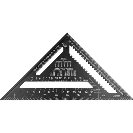 RASTKY 30 cm Dreiecklineal aus Aluminiumlegierung, 45-90 Grad Winkelmesser für Holzbearbeitung, Bilderrahmenherstellung und Heimwerkerarbeiten (SCHWARZ) (1/5)
