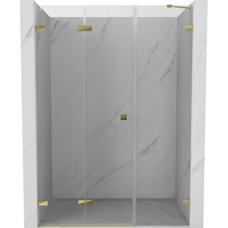 Mexen Lunar-F faltbare Duschwand linke 125 cm, transparent, gold - 836S-125-050-50-00-L (1/5)