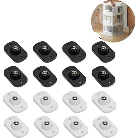 Lot de 16 roulettes à billes autocollantes pour meubles, mini basses à rotation 360°, adaptées aux petits meubles, poubelles et caisses (1/5)