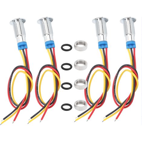 4 jeux de LED rondes précâblées bicolores étanches en métal, cathode commune 8 mm 36 V (rouge et jaune) (1/5)