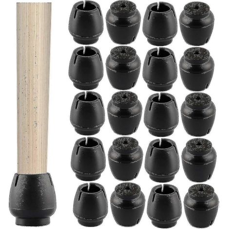 40 embouts ronds en silicone pour pieds de chaise, embouts en caoutchouc noir pour pieds de chaise, patins en silicone pour pieds de chaise. (1/2)