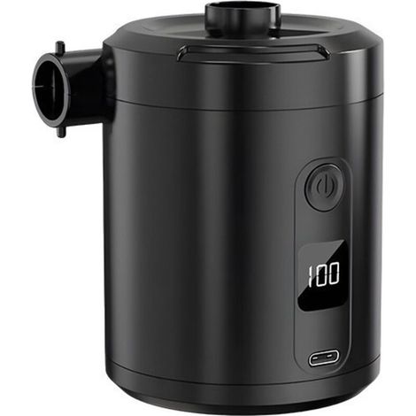 Pompe à Air Électrique Rechargeable 5200 mAh avec Écran Numérique, Gonfleur Rapide 280 L/Min, 3 Buses + Joint pour Sac sous Vide, Portable pour Matelas et Piscine, Noir (1/5)