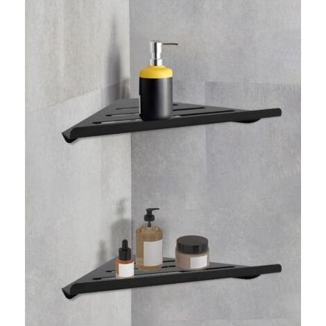 Étagère d'angle de douche en acier inoxydable 304, lot de 2 – Accessoires de salle de bain et cuisine avec drainage efficace – Dimensions 19x19x30 cm (1/4)