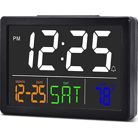 Elektronischer Wecker (schwarz), Digitaluhr, große 5,5-Zoll-LED-Digitaluhr, mit USB-Ladegerät, 6 Helligkeitsstufen, V (1/5)