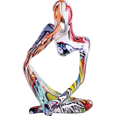 Statue minimaliste abstraite du Penseur gauche, décoration artistique colorée, sculpture de bibliothèque, décoration maison et bureau