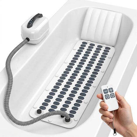 Tapis de bain moussant avec coussin, tapis de spa avec ventouses antidérapantes, avec vitesses de bulles (1/5)