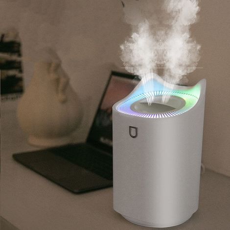 Humidificateur d'air ultra silencieux USB avec 7 couleurs LED et 2 orifices de pulvérisation le bureau (3L) (1/4)