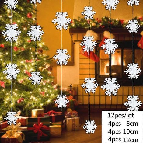 Guirlande bannière en papier à flocons de neige artificiels 3d décorations de Noël pour la maison win (1/5)