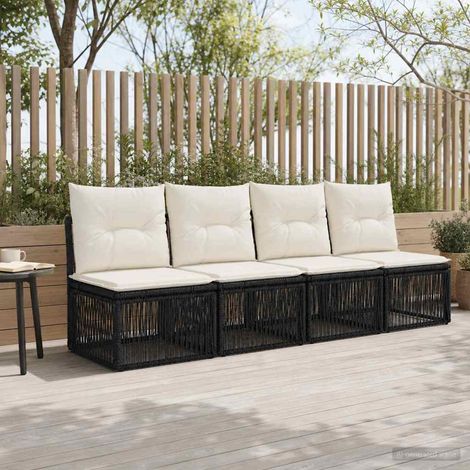 Teenpull – 4-Sitzer-Sofa 4 pcs 4-Sitzanzahl Schwarz Poly-Rattan (1/5)