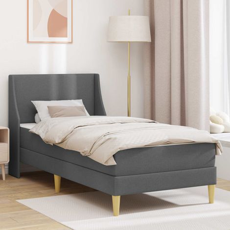 Bettgestell mit Matratze Dunkelgrau 100 x 200 cm Polyester (1/5)