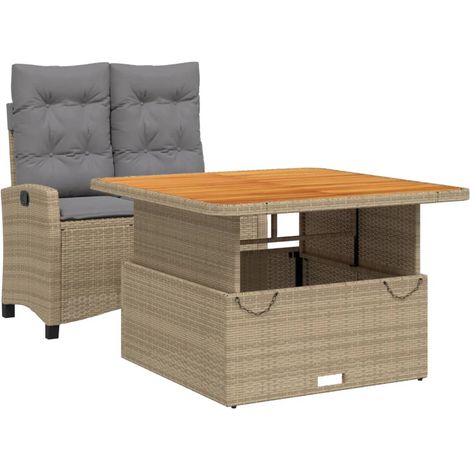 Ensemble à manger de jardin et coussins 2 pcs，Salon de jardin beige poly rotin CFW63482 (1/5)
