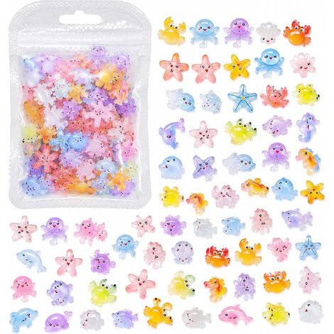 Figurines Animaux Marins en Résine – 100 Mini Animaux Design Cartoon pour Aquarium & Jardin, pour Créations Manuelles & Nail Art