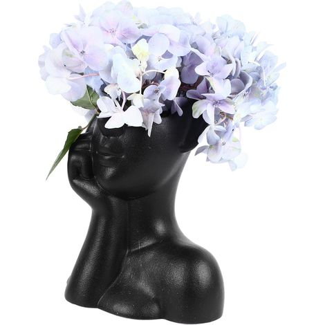 Vases en céramique à visage, vases à fleurs décoratifs modernes, centre de table pour table, étagère, salon, bureau, chambre, noir (1/5)