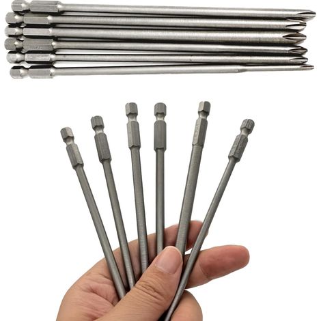 6 Pieces 1/4" Long Magnetic Phillips Screwdriver Bits S2 Steel for Electric and Manual Screwdrivers Length 150mm - Ideal for DIY (1/5)