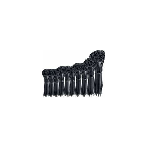 Lot de 1000 attaches de câble noires attaches de câble en plastique lourd attaches de câble en nylon Rilsan assortiment d'attaches à glissière 100/150/200/250/300 mm longueur 3/4 mm l (1/4)