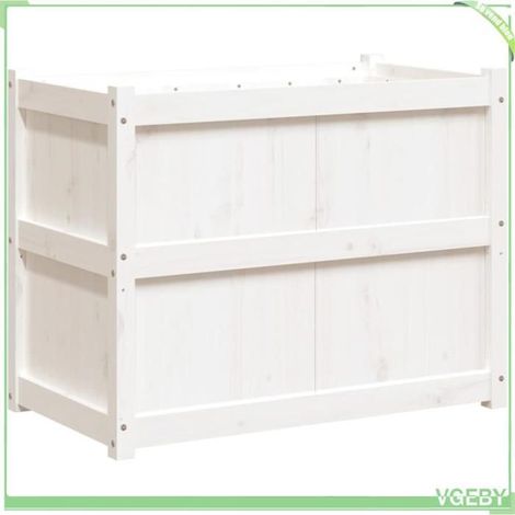 Jardinière - FAFEICY - 837470 - blanc - 90 x 50 x 70 cm - bois de pin massif (1/5)