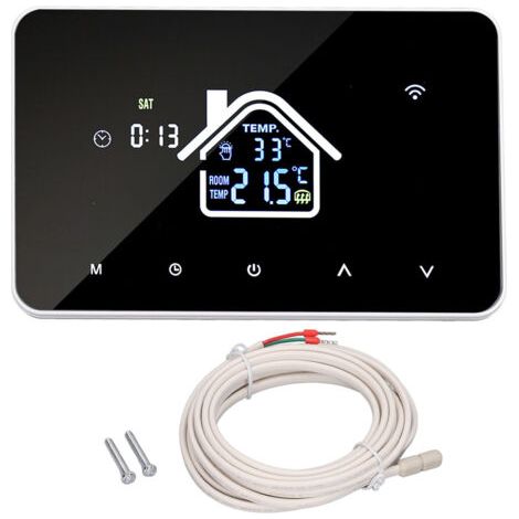 QORVA- Thermostat de chauffage au sol 16A, écran tactile de 4.3 pouces, régulateur de température domestique de haute précision, AC230V, sans Version WiFi (1/5)