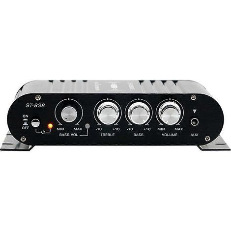 ST-838 Mini HiFi 2.1 canaux, amplificateur stéréo avec réglages des basses et des aigus, pour voiture ou maison (prise US). (1/5)