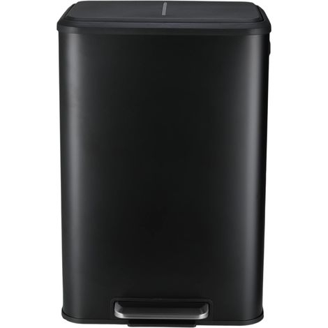 Poubelle de cuisine - 40 l - Avec couvercle - Poubelle de 40 l - À pédale en acier à fermeture douce - Avec seau intérieur - Pour cuisine, salle de bain, bureau - Noir (1/5)