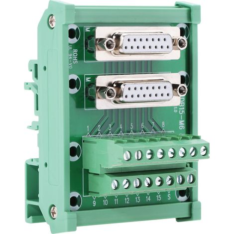 Connecteur de bornier DB15-M6 à double tête femelle pour montage sur rail DIN (1/5)