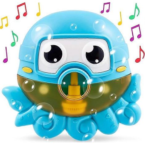 Jouet de bain pieuvre. Machine à bain moussant pour la baignoire. Souffle des bulles et joue 42 chansons pour enfants (bleu). (1/5)