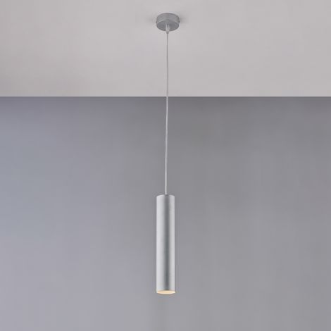 Sospensione in ferro laccato bianco GU10 con decorazione argento antico con cavo elettrico regolabile 1 luce H.30 - MAX 100 - Ø8