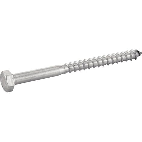 Vis à bois, tête hexagonale, tire-fond inox - Longueur: 120 - Qualite Inox: A4 - Diamètre: 8