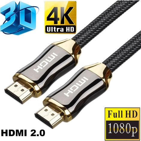 BLEOSAN 2 m 4K HDMI-Kabel – Professionelles, geflochtenes Nylon-HDMI-2.0-Kabel für Ultra HD 2160p, 4K, 3D und Full HD (1/4)