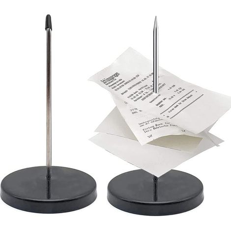 2 pièces Pique-Note En Métal, Receipt Spike, Porte-Mémo, Porte-Pointes en Papier avec Base Ronde, pour Restaurant Cuisine Bureau Hôtel (Noir) (1/5)