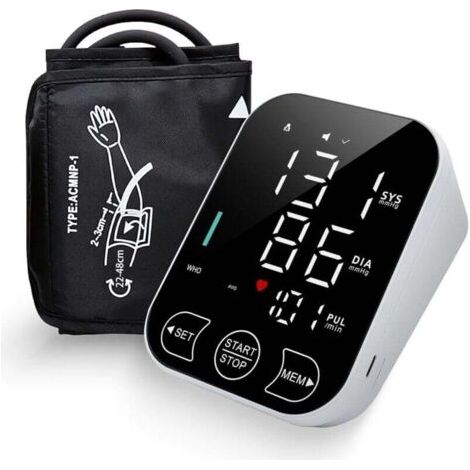 Tensiomètre de bras à usage domestique, écran rétroéclairé par LED, surveillance de la fréquence cardiaque, 2 x 120 enregistrements, brassard de 8,7 à 18,9 mm.
