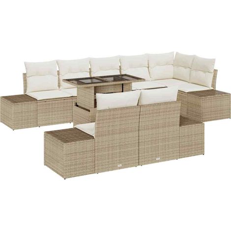 Maison Exclusive - Set Divano da Giardino con cuscino 9 pcs beige e panna