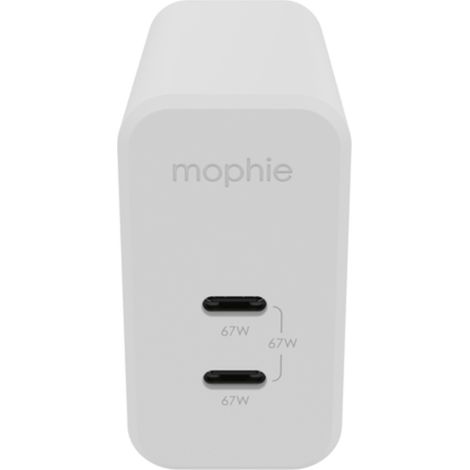 Mophie GaN Charger Dual - wall charger with dual USB-C input 67W (white) (1/4)