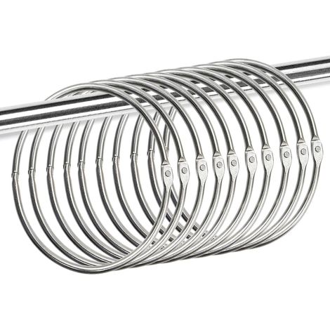 Anneau Rideau - Métal Antirouille - Pour Tringle à Rideaux et Rail de Douche - Diamètre 50 mm - Lot de 40 Pièces (1/5)