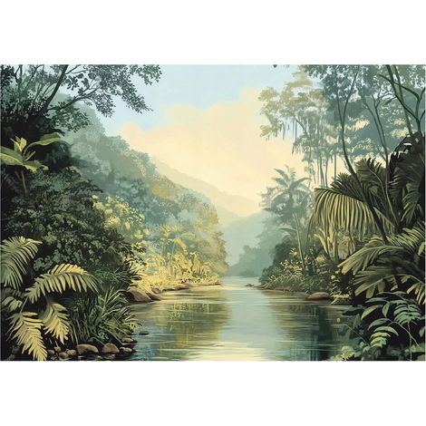 Papier peint avec motif jungle verte – 350 x 250 cm papier peint intissé Wallarena