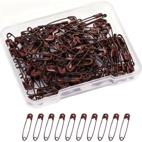 120 Pièces 19mm Mini Épingles a Nourrice, Mini Épingles de Sûreté Épingles de Sûreté en Métal Safety Pins pour la Couture Artisanale et la Fabrication de Bijoux (Marron) (1/5)