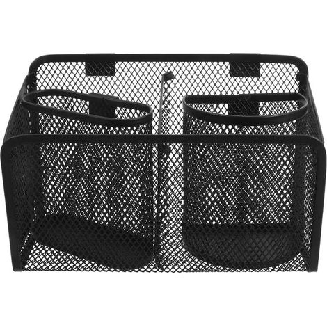 Hängender Stiftehalter – Schreibtisch-Organizer – Büroorganisation – Metallgitter-Design – 3-teilig – Schwarz (1/5)