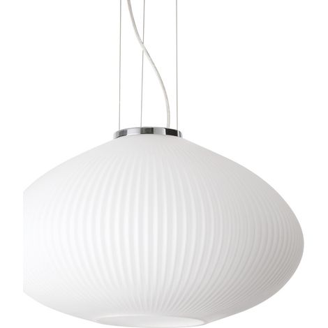 Sospensione Moderna Plisse' Metallo Cromo 1 Luce E27 D45Cm (1/2)
