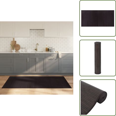 The Living Store Tapis rectangulaire marron foncé 100x200 cm bambou - Tapis En Bambou - Tapis Design - Tapis Salon - Tapis Chambre - Décoration Intérieure (1/5)
