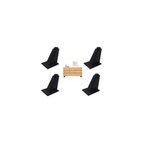 4 Pièces Pieds Réglables Meubles Jambes Cuisine Jambes Worktop Bar TV Bureau Table Jambes, Pieds Meubles Alliage d'Aluminium, pour Canapé Table Armoires éTagèRes, Facile à Installer, Noir (1/5)
