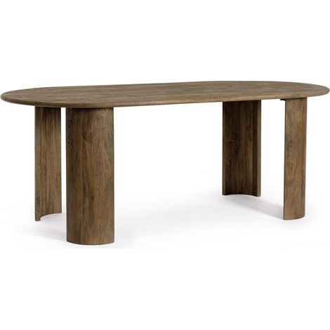 Table à manger ovale en bois massif Orinda 210cm-Marron (1/5)