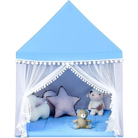 GOPLUS Tente de Jeu pour Enfants Interieur et Exterieur, Château de Jardin pour Garcons et Filles avec Tapis Epais, pour Noel et Anniversaire, 105 x 120 x 140 CM (Bleu) (1/5)